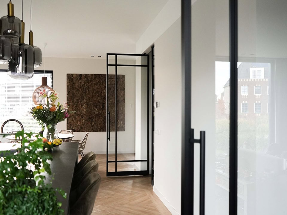 Black pivot door