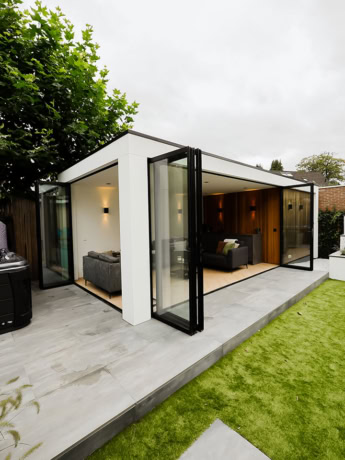 Clear glass folding wall
