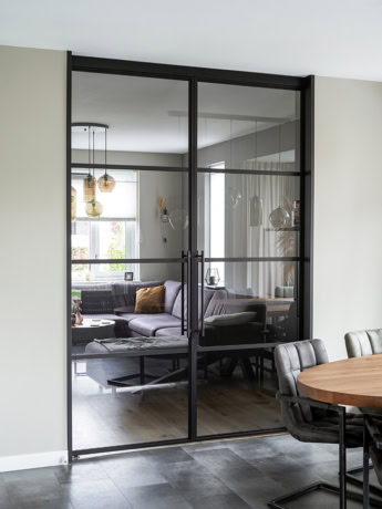 Black glass sliding door